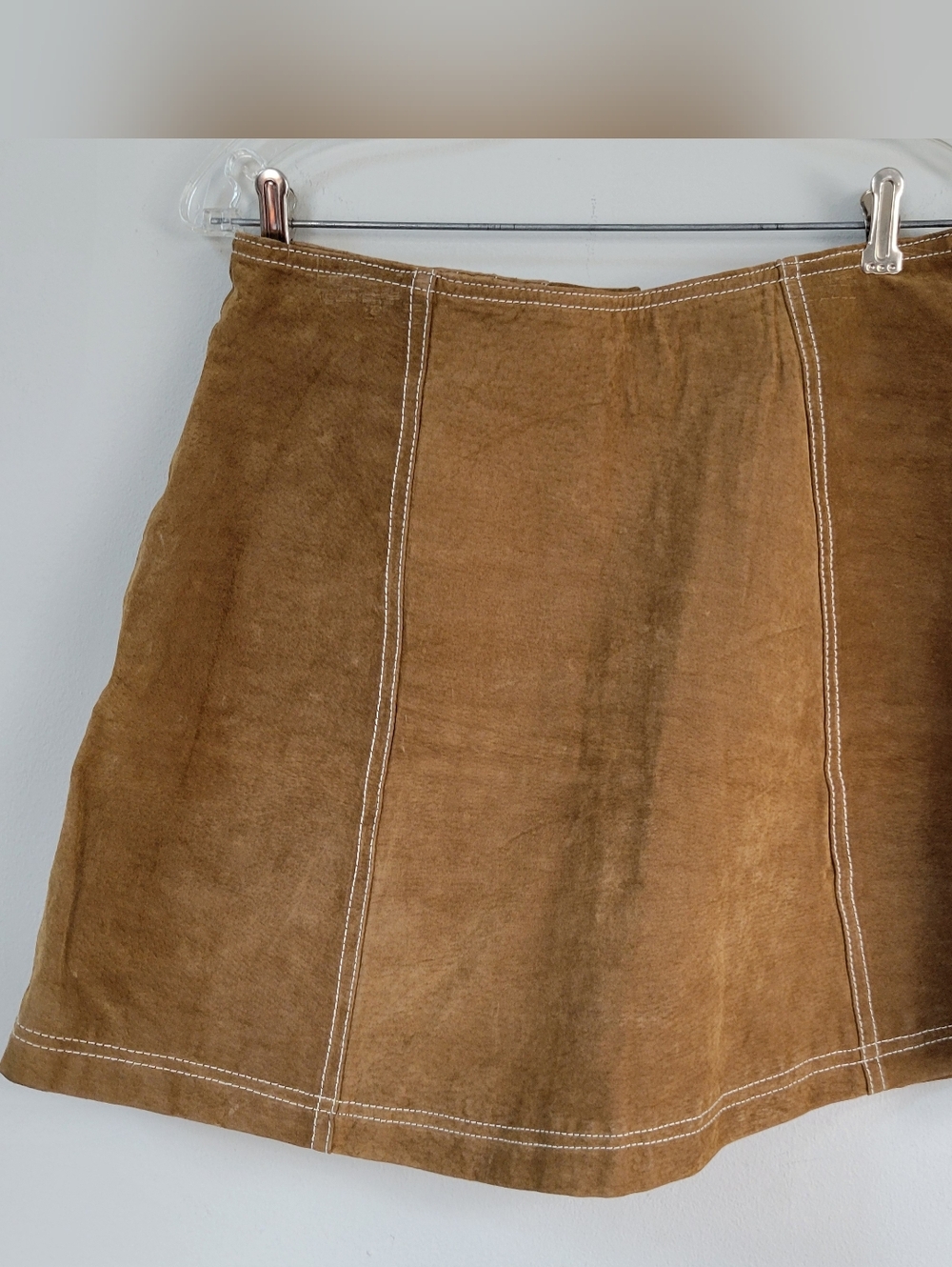 VTG BB Dakota Suede Mini Snap Skirt Women's Size 13/14 Western Cowgirl Boho - Picture 2 of 10